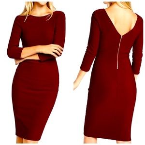 Express Red Mid Length Zip Back Sheath Dress